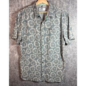 Jetty Garwood Mens Woven Shirt Green Large Floral Design Stretch Pocket